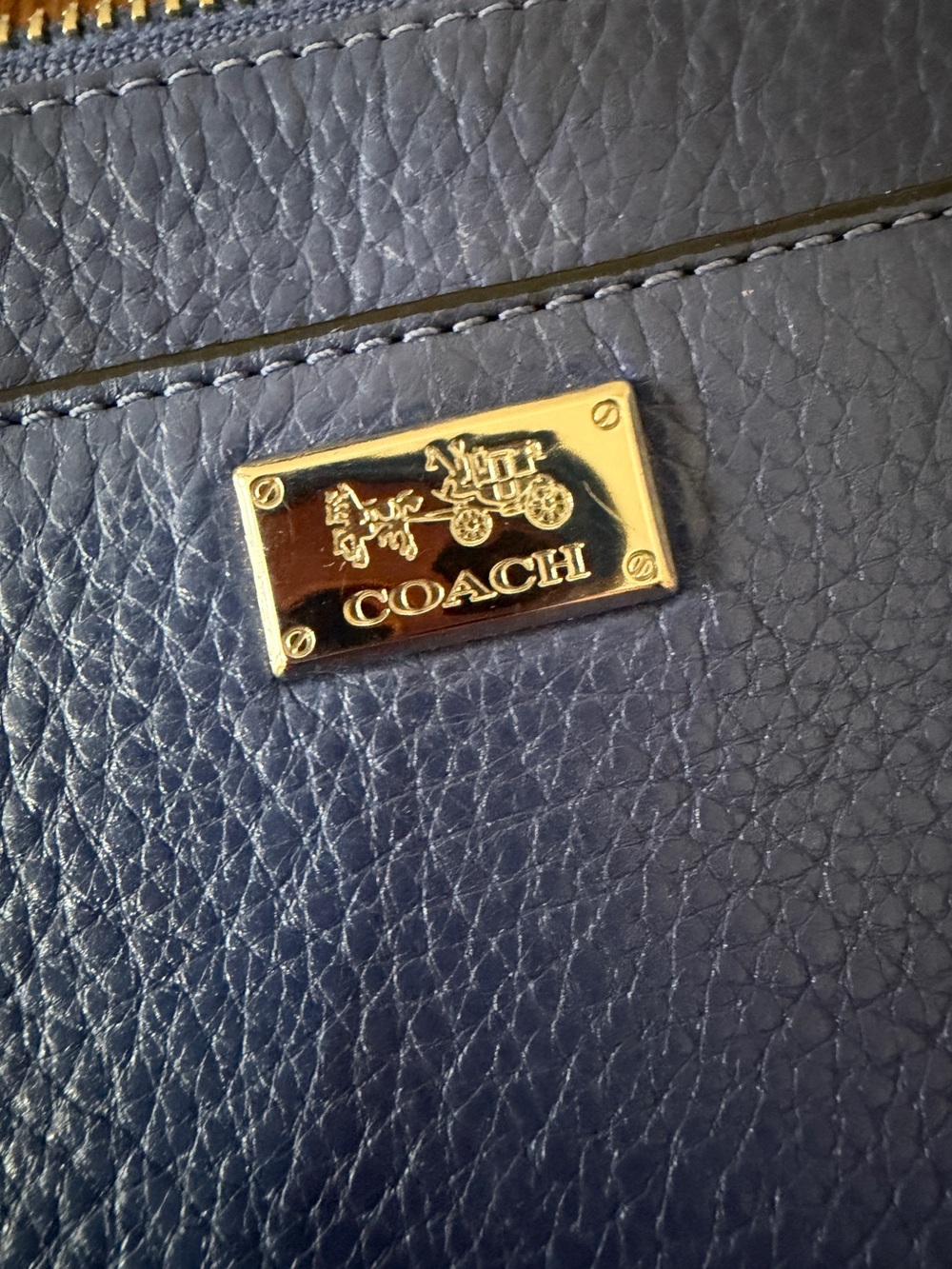 COACH Pebble Leather Crossbody in Royal Blue with Gold Hardware - Picture 6 of 11